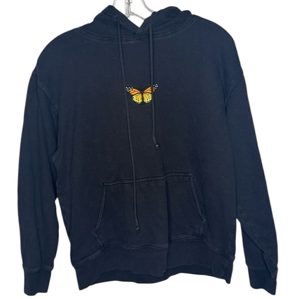 Brandy Melville Black Butterfly Hoodie Sweatshirt. One size.